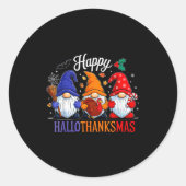 Halloween Thanksgiving Christmas Happy Hallothanks Ronde Sticker (Voorkant)