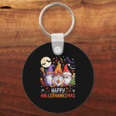 Halloween Thanksgiving Christmas Happy Hallothanks Sleutelhanger (Voorkant)