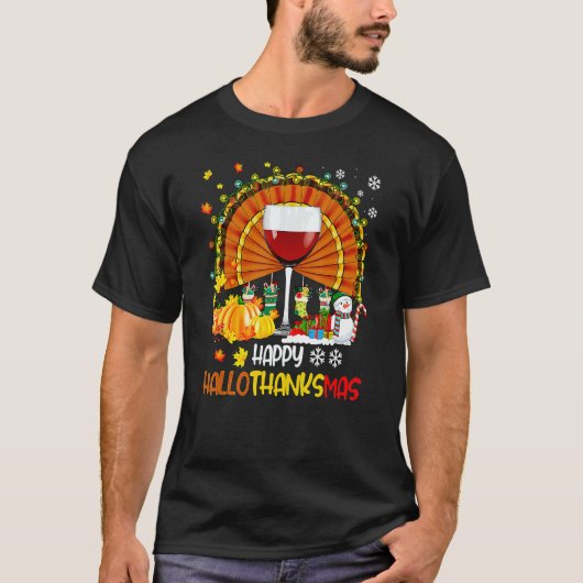 Halloween Thanksgiving Christmas Happy Hallothanks T-shirt (Voorkant)