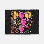 Halloween Thanksgiving Christmas Happy Hallowthank Fleece Deken (Voorkant (Horizontaal))