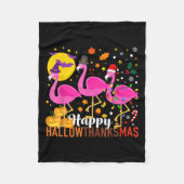 Halloween Thanksgiving Christmas Happy Hallowthank Fleece Deken (Voorkant)