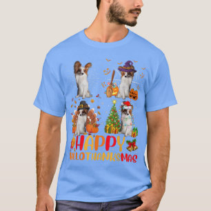 Halloween Thanksgiving Christmas Papillon Hond Hal T-shirt