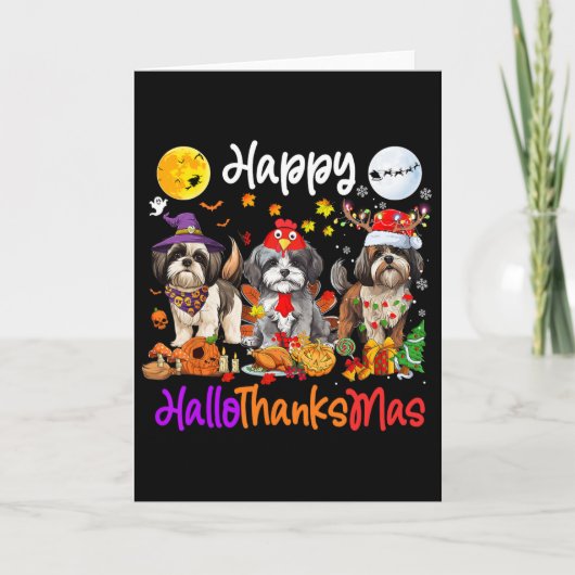 Halloween Thanksgiving Christmas Shih Tzu Dog Hall Kaart (Voorkant)