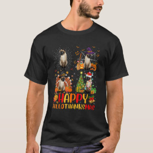 Halloween Thanksgiving Christmas Siamese Kat Hallo T-shirt