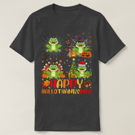 Halloween Thanksgiving Christmas Tree Frog Halloth T-shirt (Design voorkant)