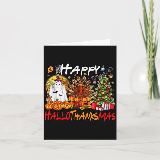 Halloween Thanksgiving Christmas Turkey Happy Hall Kaart (Voorkant)