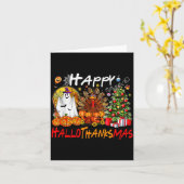 Halloween Thanksgiving Christmas Turkey Happy Hall Kaart (Gele Bloem)