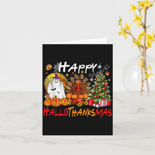 Halloween Thanksgiving Christmas Turkey Happy Hall Kaart (Gele Bloem)