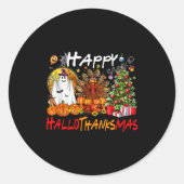 Halloween Thanksgiving Christmas Turkey Happy Hall Ronde Sticker (Voorkant)