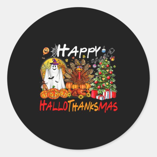Halloween Thanksgiving Christmas Turkey Happy Hall Ronde Sticker (Voorkant)