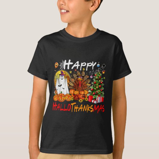 Halloween Thanksgiving Christmas Turkey Happy Hall T-shirt (Voorkant)