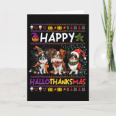 Halloween Thanksgiving Christmas Ugly Papillon Dog Kaart (Voorkant)