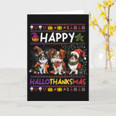 Halloween Thanksgiving Christmas Ugly Papillon Dog Kaart (Gele Bloem)