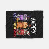 Halloween Thanksgiving Happy Hallothanksmas Seizoe Fleece Deken (Voorkant (Horizontaal))