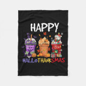 Halloween Thanksgiving Happy Hallothanksmas Seizoe Fleece Deken (Voorkant)