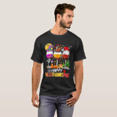Halloween Thanksgiving Happy Hallothanksmas Wine T-shirt (Voorkant volledig)