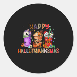 Halloween Thanksgiving Happy Hanksmas Coffee Ronde Sticker