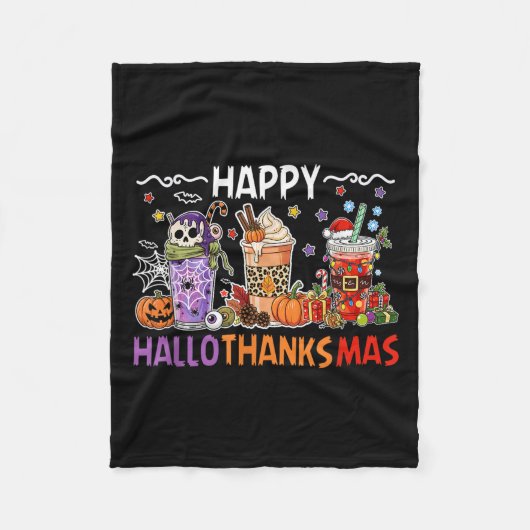 Halloween Thanksgiving Happy Season Coffee Halloth Fleece Deken (Voorkant)