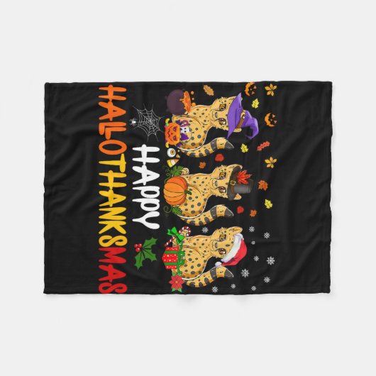 Halloween Thanksgiving Kerst Cheetah Cat Hallo Fleece Deken (Voorkant (Horizontaal))