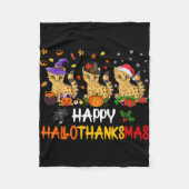 Halloween Thanksgiving Kerst Cheetah Cat Hallo Fleece Deken (Voorkant)