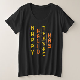 Halloween Thanksgiving Kerst Eenvoudige Typografie Grote Maat T-shirt