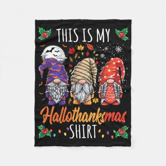 Halloween Thanksgiving Kerst Fun Hallothanksma Fleece Deken (Voorkant)