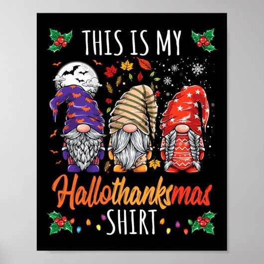 Halloween Thanksgiving Kerst Fun Hallothanksma Poster (Voorkant)