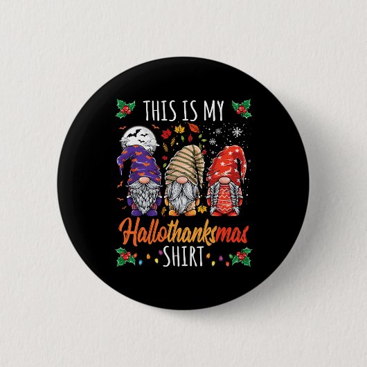 Halloween Thanksgiving Kerst Fun Hallothanksma Ronde Button 5,7 Cm (Voorkant)