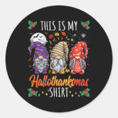 Halloween Thanksgiving Kerst Fun Hallothanksma Ronde Sticker (Voorkant)