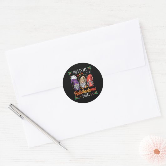 Halloween Thanksgiving Kerst Fun Hallothanksma Ronde Sticker (Envelop)
