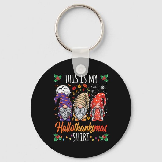 Halloween Thanksgiving Kerst Fun Hallothanksma Sleutelhanger (Voorkant)