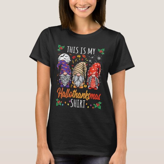 Halloween Thanksgiving Kerst Fun Hallothanksma T-shirt (Voorkant)