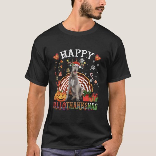 Halloween Thanksgiving Kerst Iers Wolfhound X T-shirt (Voorkant)