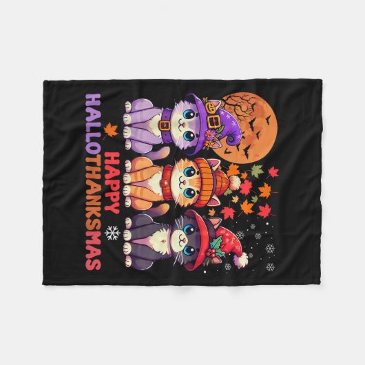 Halloween Thanksgiving Kerstfeest Happy HBedankt Fleece Deken (Voorkant (Horizontaal))