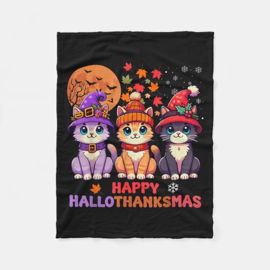 Halloween Thanksgiving Kerstfeest Happy HBedankt Fleece Deken (Voorkant)