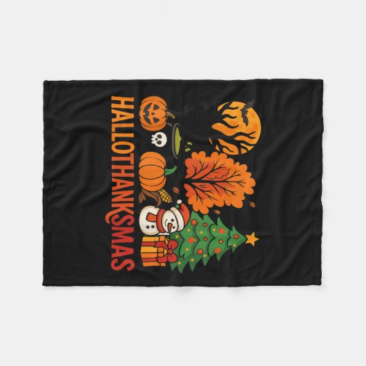 Halloween Thanksgiving Kerstfeest Happy HBedankt Fleece Deken (Voorkant (Horizontaal))