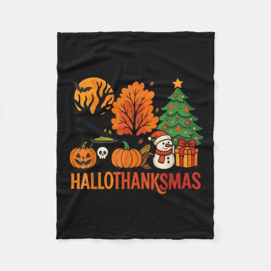 Halloween Thanksgiving Kerstfeest Happy HBedankt Fleece Deken (Voorkant)
