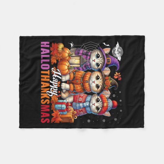 Halloween Thanksgiving Kerstfeest Happy HBedankt Fleece Deken (Voorkant (Horizontaal))