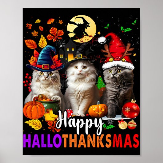Halloween Thanksgiving Kerstfeest Happy HBedankt Poster (Voorkant)