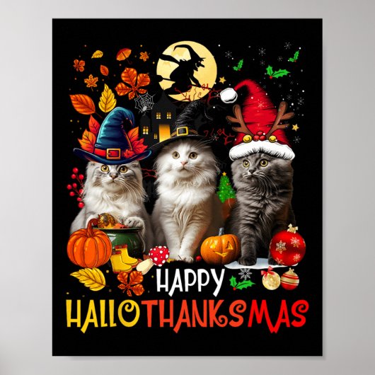Halloween Thanksgiving Kerstfeest Happy HBedankt Poster (Voorkant)