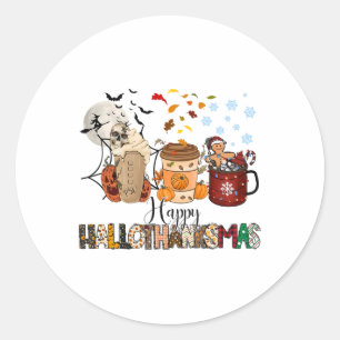 Halloween Thanksgiving Kerstfeest Happy HBedankt Ronde Sticker