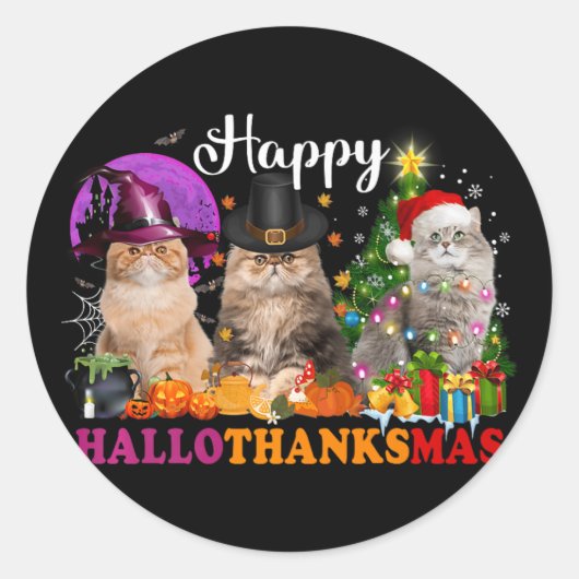 Halloween Thanksgiving Kerstfeest Happy HBedankt Ronde Sticker (Voorkant)
