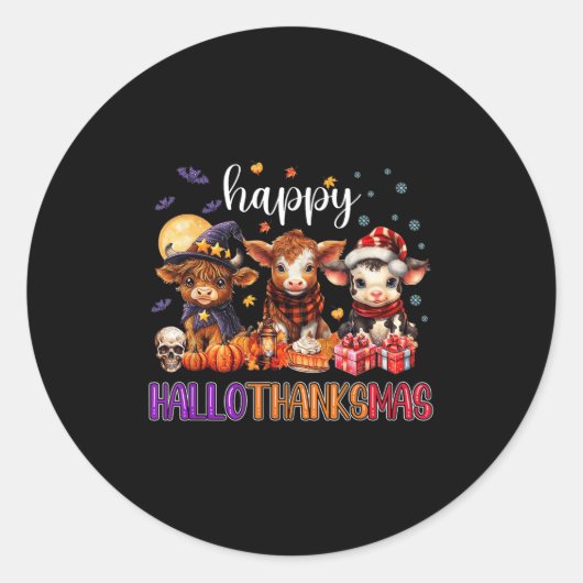 Halloween Thanksgiving Kerstfeest Happy HBedankt Ronde Sticker (Voorkant)