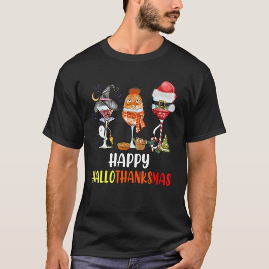 Halloween Thanksgiving Kerstfeest Happy HBedankt T-shirt (Voorkant)
