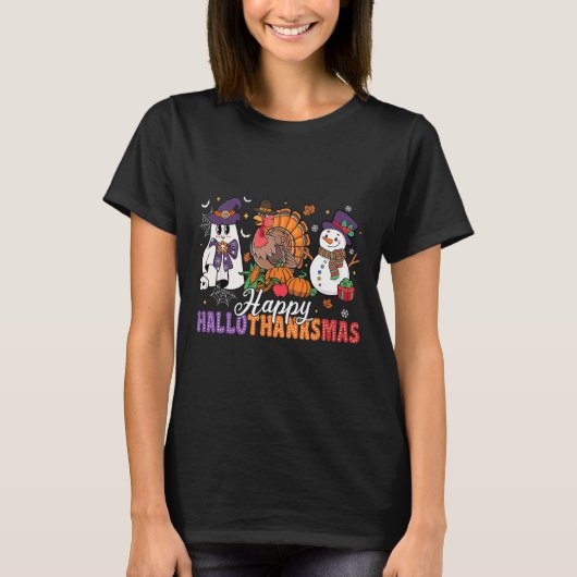 Halloween Thanksgiving Kerstfeest Happy HBedankt T-shirt (Voorkant)