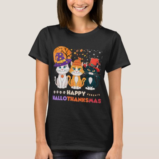 Halloween Thanksgiving Kerstfeest Happy HBedankt T-shirt (Voorkant)