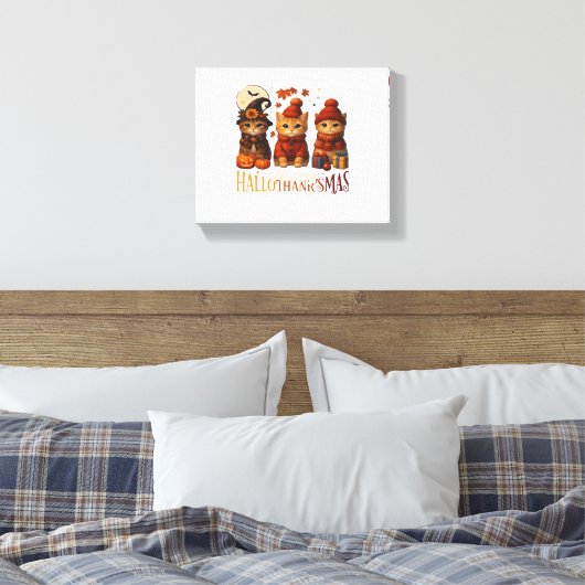 Halloween Thanksgiving KerstHappy Hallo Canvas Afdruk (Insitu (Slaapkamer))