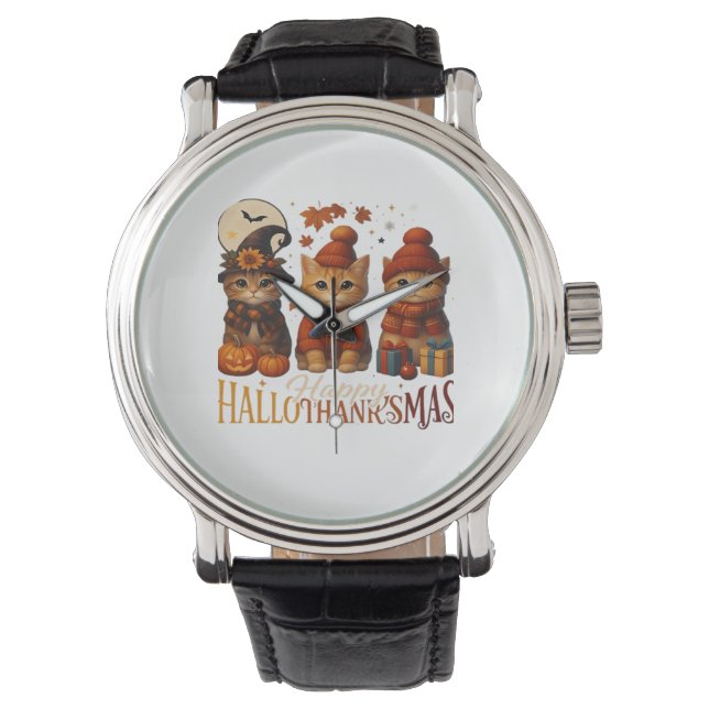 Halloween Thanksgiving KerstHappy Hallo Horloge (Voorkant)