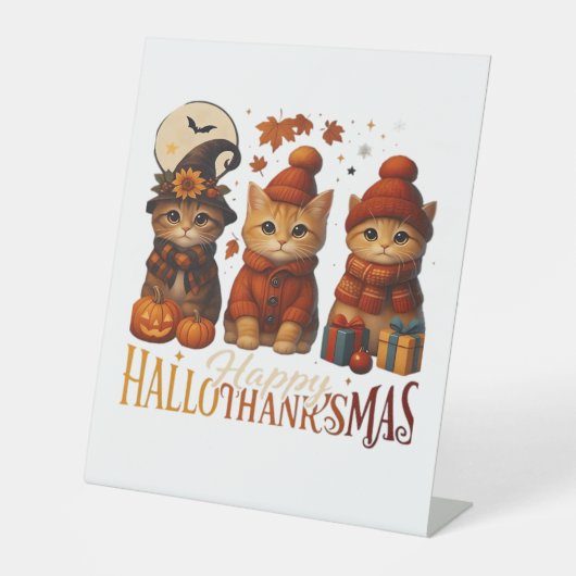 Halloween Thanksgiving KerstHappy Hallo Reclamebord Met Voetstuk (Voorkant)