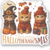 Halloween Thanksgiving KerstHappy Hallo Sticker (Voorkant)